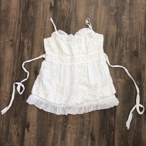 Juicy Couture White Ruffled Spaghetti Strap Tank Top